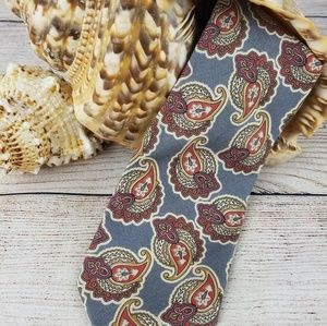 TED LAPIDUS Gray Silk Paisley Tie Made in Italy